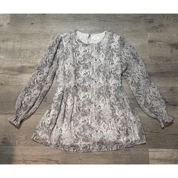 Seraphine Maternity And Nursing Blouse US 10 Snake print White Gray Zippers EUC - Picture 4 of 13